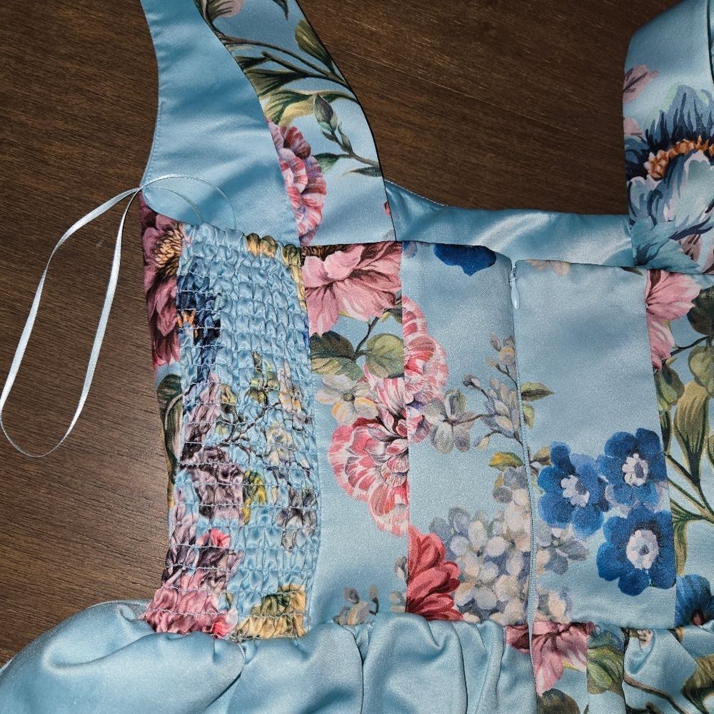 ANTHROPOLOGIE Maeve Floral Satin Dress size M 8 10 - Picture 7 of 11